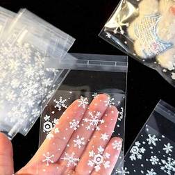 Shein 100pcs Snowflake Print Self-Adhesive Gift Bags