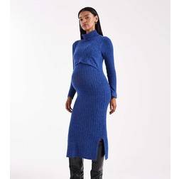 Mamalicious Maternity Blå Meleret Midikjole XS