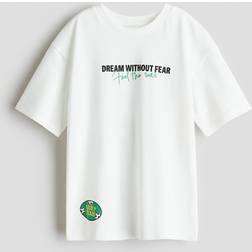 H&M Fodbold T-shirt Bomuld Tryk - Hvid