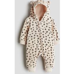 H&M Lys Beige/Leopardmønstret Mønstret heldragt i velour - Size: 68 (4-6M) -