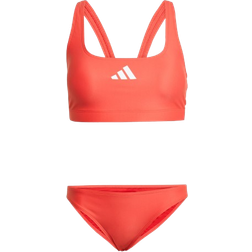 adidas 3-Stripes V-Back Bikini - Semi Lucid Red/White