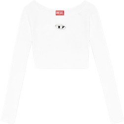 Diesel Top Décolleté En Maille Côtelée - Blanc