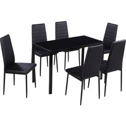 vidaXL 7-piece Black Dining Set 60x120cm 7pcs