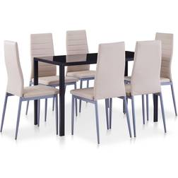vidaXL 7-piece Cappuccino/Black Dining Set 60x120cm 7pcs