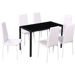 vidaXL 7-piece White/Black Dining Set 60x120cm 7pcs