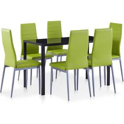 vidaXL 7-piece Green/Black Dining Set 60x120cm 7pcs