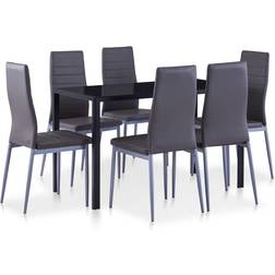 vidaXL 7-piece Grey/Black Dining Set 60x120cm 7pcs