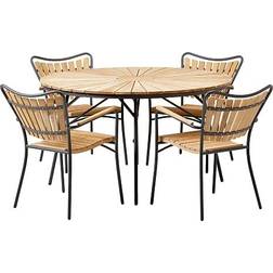 Skargaarden Kerteminde Ø110cm - Teak/Anthracite Havemøbelsæt, 1 borde inkl. 4 stole