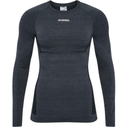 Hummel Te Mike Seamless T-shirt L/S - Black/Asphalt Melange