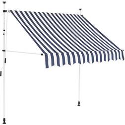 vidaXL Manual Retractable Awning - Blue/White 150x120cm