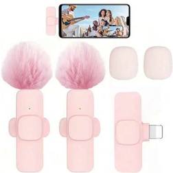 Shein Pink Wireless Mini Portable Lavalier Microphone