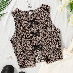 Shein Tween Girl Casual Leopard Print Crew Neck - Back Tank