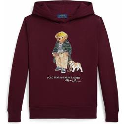 Polo Ralph Lauren Fleecetröja Med Rödbrun Bear Hoodie - Bordeaux