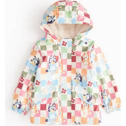 Bluey Chequer Floral Print Rubberised Rain Mac