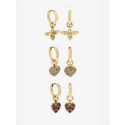 MOOD Antique Gold Resin Heart Huggie Earrings - Metallic