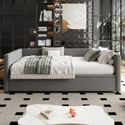 BTM Upholstered 90x190 cm Grey Frame Bed