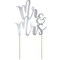 PartyDeco Mr&Mrs Silver Tårtdekoration