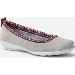 Hotter Wide Fit Ballerina Slippers - Mid Grey