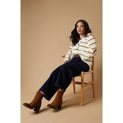 Oasis Womens High Block Heel Ankle Boots Slip On - Camel