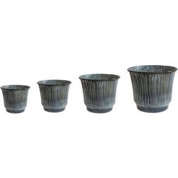 Ivyline Metal Ribbed Tapered Planter Set of 4