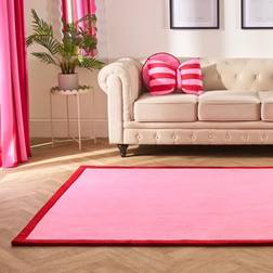 OHS Contrast Border Non Slip Tufted Hallway Rug 120 x 170 cm Pink
