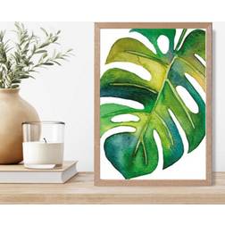 Artze Wall Monstera Abstract Botanical Print A4 Framed Art