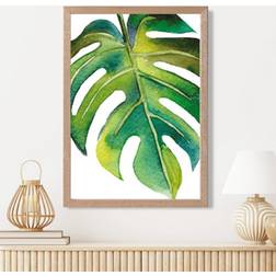 Artze Wall Tropical Leaf Abstract A3 With Oak Framed Art