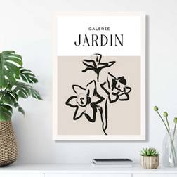 Artze Wall Beige Black Daffodil Boho Sketch Print A3 Framed Art