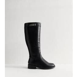 New Look Wide Fit Ridestøvler Med Spænde - Sorte