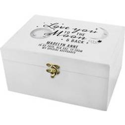 Personalised Memento Company Baby To The Moon Back White Keepsake Small Box