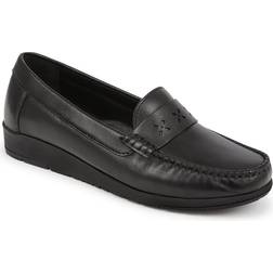 Pavers Smart Leather Moccasins - Black