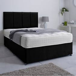 Bsspoke Divan Bed Set Black Plush Velvet Orthopaedic
