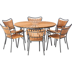 Skargaarden Kerteminde Ø130cm - Teak/Anthracite Havemøbelsæt, 1 borde inkl. 6 stole