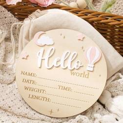 Shein Newborn Baby Milestone Wooden Plaque Hello Birth Sign