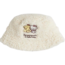 H&M Embroidery Detail Teddy Bucket Hat - Cream/Hello Kitty (1261240001)
