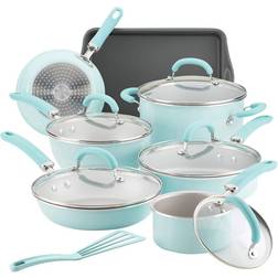 Rachael Ray Create Delicious Blue Shimmer Cookware Set with lid 13 Parts