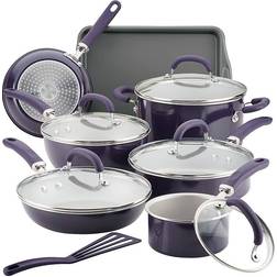 Rachael Ray Create Delicious Purple Shimmer Cookware Set with lid 13 Parts