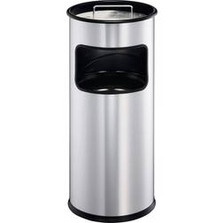 Durable Waste Basket Metal with Ashtray Round 7L Silver