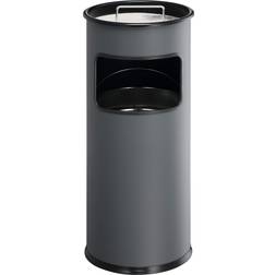 Durable Waste Basket Metal with Ashtray Round 7L Charcoal