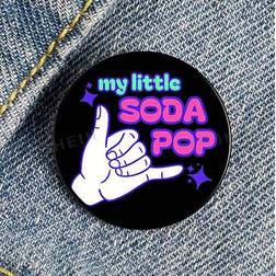 Shein My Little Soda Pop Printed Pin Brooches Shirt - Cartoon
