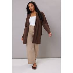 Yours Longline Blazer Women's Plus Size - Chocolate Brown