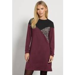 M&Co Petite Black Berry Colourblock Leopard Print Dress - Dark Red
