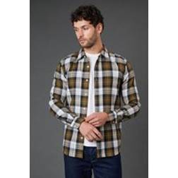 Burton Mens Tan Western Check Long Sleeve Shirt