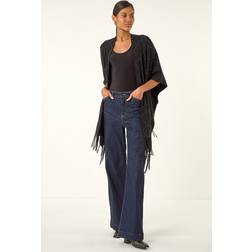 Roman Diamond Hotfix Knit Poncho - Black