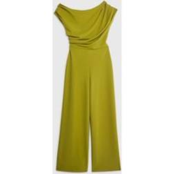 River Island Petite Green One Shoulder Draped Jumpsuit