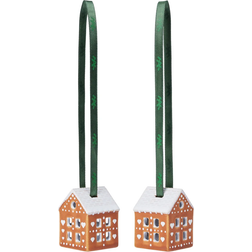 Kähler Christmas Bauble with Gingerbread Brown Christmas Tree Ornament 2pcs