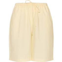 PrettyLittleThing Linen Blend Longline Shorts - Lemon