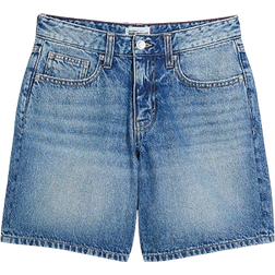 River Island Petite Longline Bermuda Shorts - Blue Denim