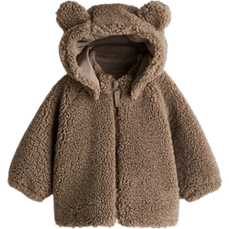 H&M Hooded Pile Jacket - Dark Beige (1241853001)