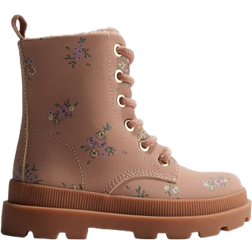 H&M Lace Up Boots - Dusty Pink/Floral